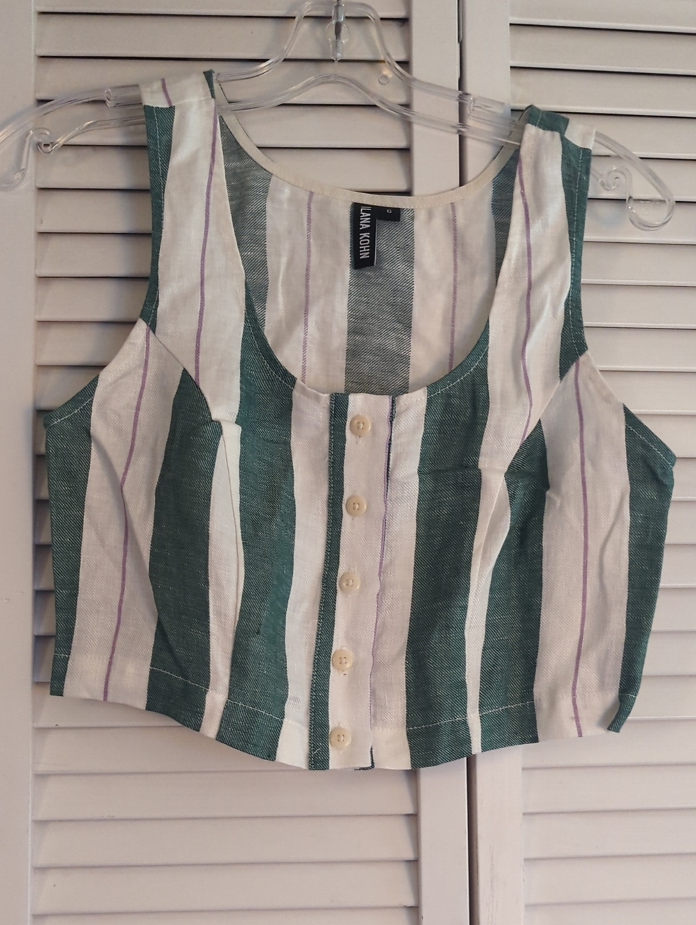 Ilana Kohn Striped Crop Tank Button Up Size S